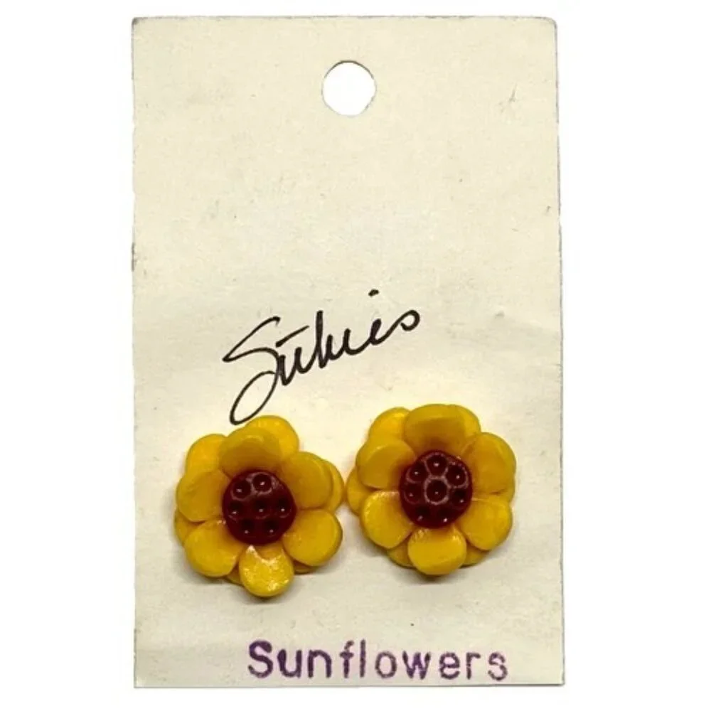 Sunflower Fashion Earrings Women's Spring Summer Flowers Stud Post Jewelry NWT‎